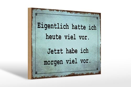 Holzschild Spruch 30x20cm eigentlich hatte ich viel vor