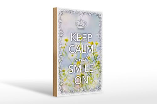 Holzschild Spruch 20x30cm Keep Calm and smile on Krone