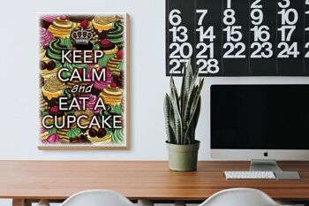 Panneau en bois disant 20x30cm Keep Calm and eat a Cupcake 3