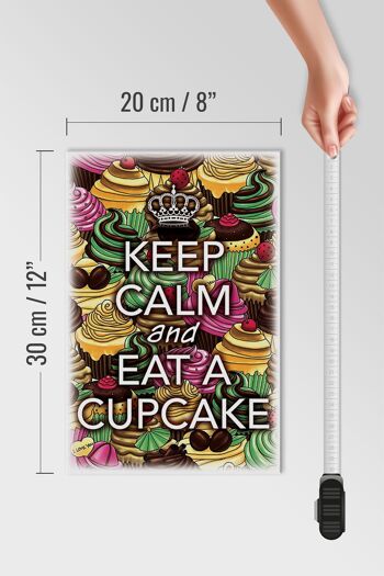 Panneau en bois disant 20x30cm Keep Calm and eat a Cupcake 4