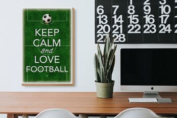 Panneau en bois disant 20x30cm Keep Calm and love Football 3