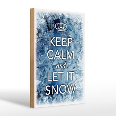 Cartel de madera que dice 20x30cm Keep Calm and let is snow