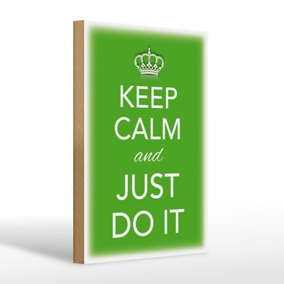 Cartel de madera que dice 20x30cm Keep Calm and just do it