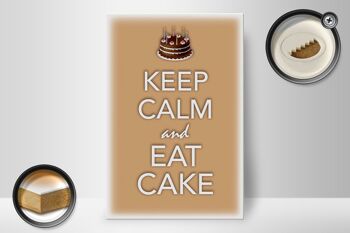 Panneau en bois disant 20x30cm Keep Calm and eat cake 2