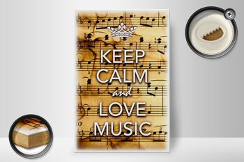 Panneau en bois disant 20x30cm Keep Calm and love music 2