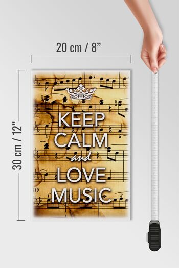 Panneau en bois disant 20x30cm Keep Calm and love music 4