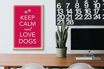 Panneau en bois disant 20x30cm Keep Calm and love dogs dog 3