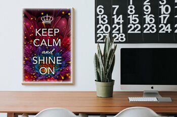 Panneau en bois disant 20x30cm Keep Calm and Shine On 3