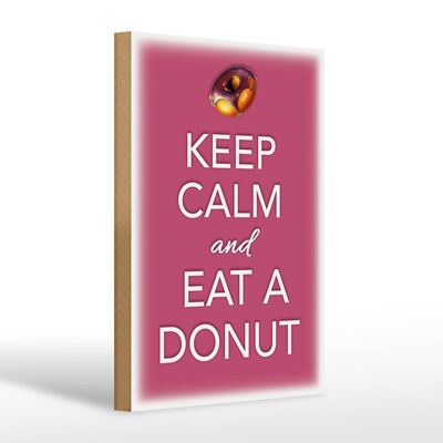 Cartel de madera que dice 20x30cm Keep Calm and eat a donut