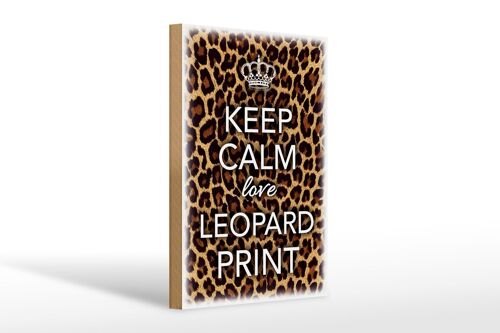 Holzschild Spruch 20x30cm Keep Calm love leopard print