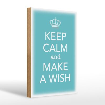 Cartello in legno 20x30 cm con scritta Keep Calm ed esprimi un desiderio