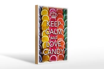 Panneau en bois disant 20x30cm Keep Calm and love candy 1