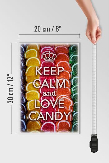 Panneau en bois disant 20x30cm Keep Calm and love candy 4