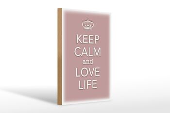 Panneau en bois disant 20x30cm Keep Calm and love life 1