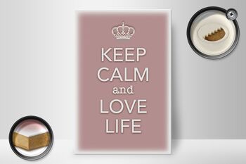 Panneau en bois disant 20x30cm Keep Calm and love life 2