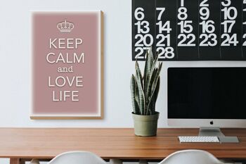 Panneau en bois disant 20x30cm Keep Calm and love life 3