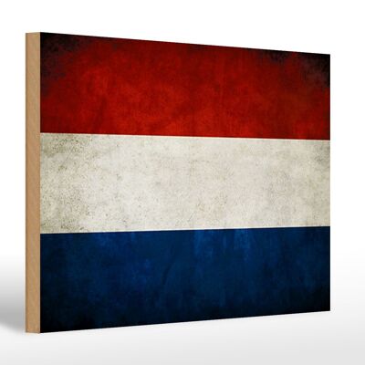 Wooden sign flag 30x20cm Netherlands Holland flag