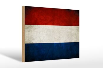 Drapeau en bois 30x20cm, drapeau des pays-bas et de la hollande 1