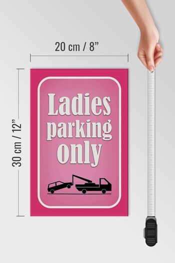 Panneau en bois parking 20x30cm Parking dames uniquement rose 4