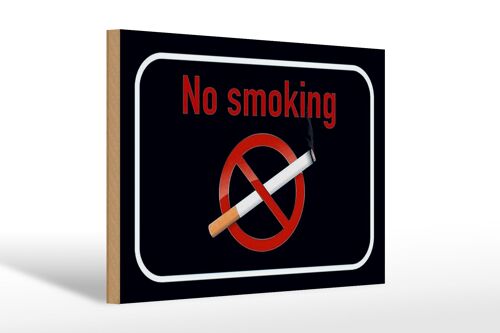 Holzschild Hinweis 30x20cm No smoking Rauchverbot schwarzes Schild