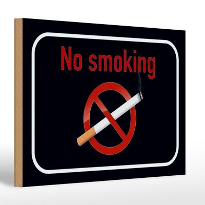 Holzschild Hinweis 30x20cm No smoking Rauchverbot schwarzes Schild