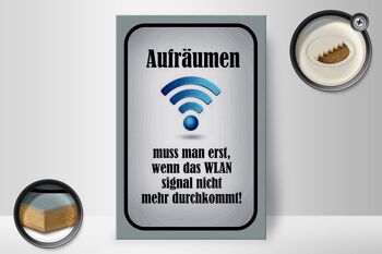 Panneau en bois indiquant un nettoyage de 20 x 30 cm lorsque le WiFi n'est pas activé 2