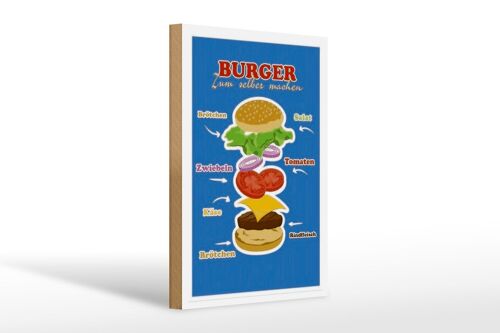 Holzschild Rezept 20x30cm Burger zum selber machen