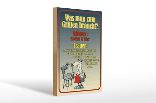 Holzschild Spruch 20x30cm Grillen Männer Fleisch Bier