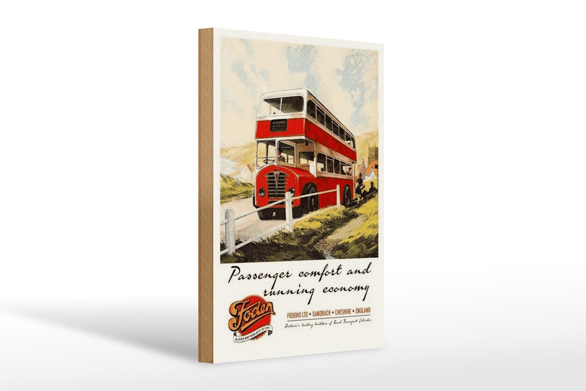 Cartello in legno con scritta 20x30 cm Foden Bus Tour comfort economy