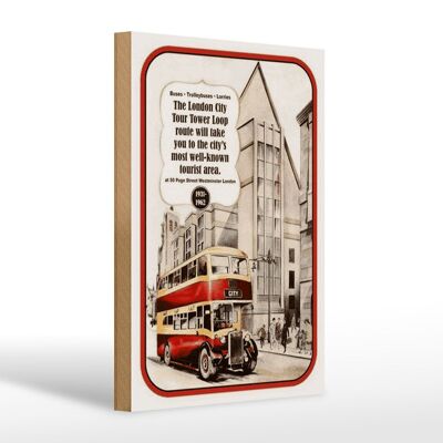 Cartello in legno 20x30 cm Tour della città di Londra 1931-1962