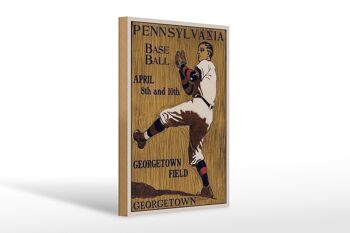 Panneau en bois rétro 20x30cm Pennsylvania Baseball 8 avril 1