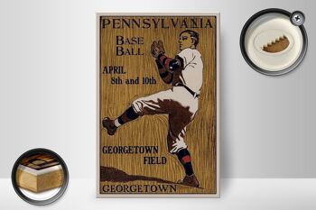 Panneau en bois rétro 20x30cm Pennsylvania Baseball 8 avril 2
