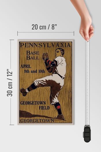 Panneau en bois rétro 20x30cm Pennsylvania Baseball 8 avril 4