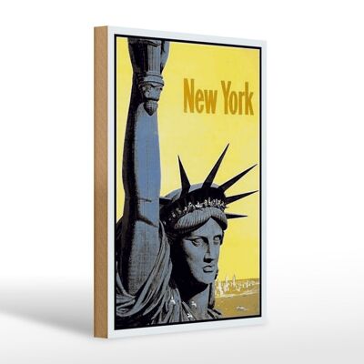 Targa in legno retrò 20x30 cm Statua della Libertà di New York
