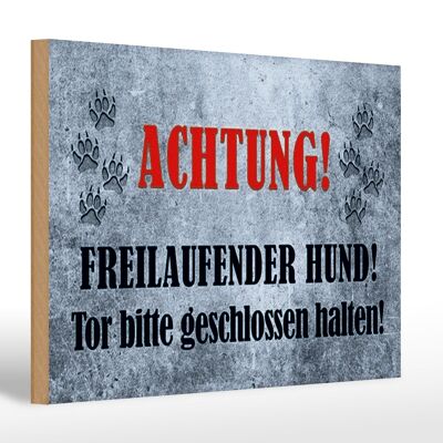 Holzschild Hinweis 30x20cm Achtung freilaufender Hund