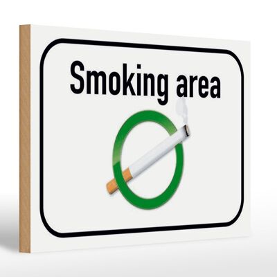 Cartello in legno avviso 30x20cm Area fumatori sala fumatori