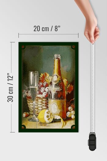 Panneau en bois art 20x30cm nature morte corbeille de fruits champagne citron 4