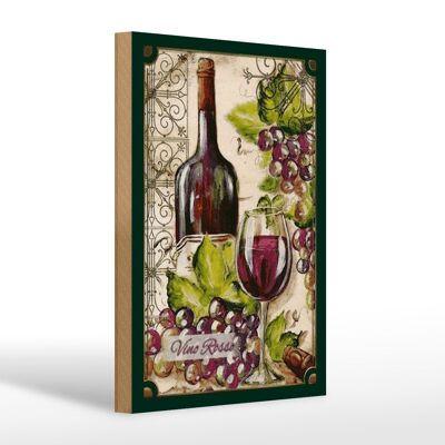 Cartel de madera art 20x30cm bodegón Vino Rosso vino tinto