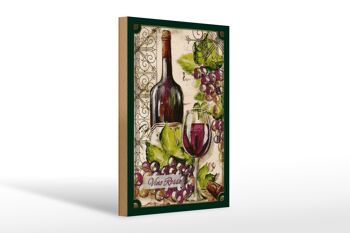 Panneau en bois art 20x30cm nature morte Vino Rosso vin rouge 1