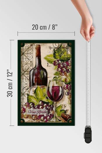 Panneau en bois art 20x30cm nature morte Vino Rosso vin rouge 4