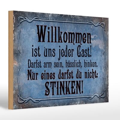 Holzschild Spruch 30x20cm Willkommen ist uns jeder Gast