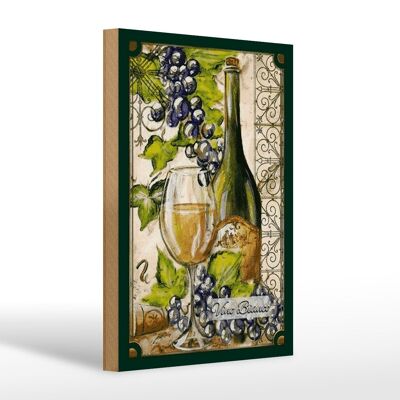 Cartel de madera artístico 20x30cm bodegón Vino Bianco vino blanco