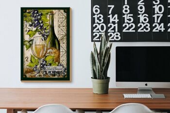 Panneau en bois art 20x30cm nature morte Vino Bianco vin blanc 3