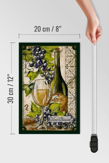 Panneau en bois art 20x30cm nature morte Vino Bianco vin blanc 4