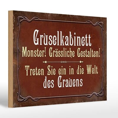 Holzschild Spruch 30x20cm Gruselkabinett treten Sie ein