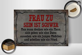 Panneau en bois disant 30x20cm Être une femme c'est difficile, il faut le faire 2