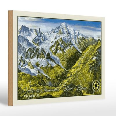 Cartel de madera Francia 30x20cm Vallee de Chamonix Mont Blanc