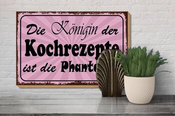 Panneau en bois disant 30x20cm Queen Cooking Recipes Fantasy Pink Sign 3