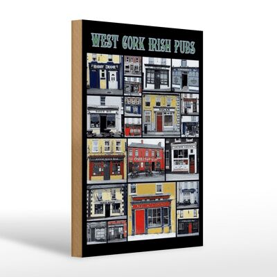 Cartel de madera 20x30cm Pubs irlandeses de West Cork