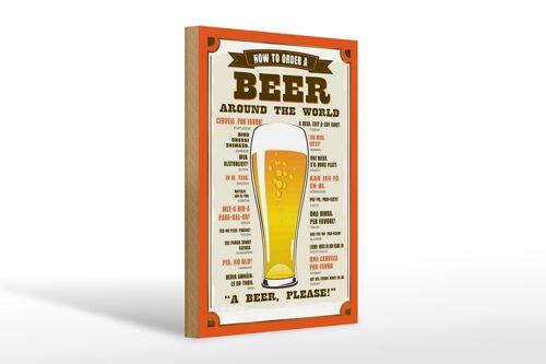 Holzschild Bier 20x30cm Beer around the world beer please